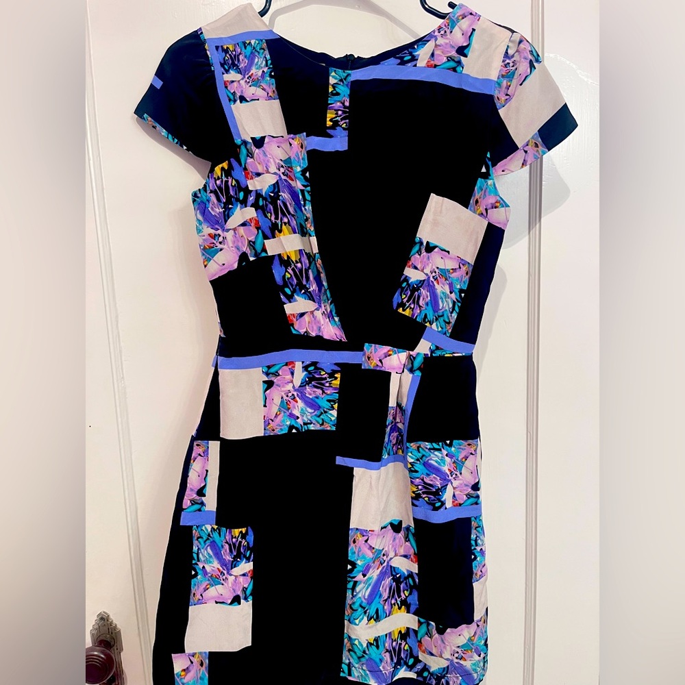 Myne Ashley Ann Womens Silk Short Sleeve Abstract Design Dress Size 2